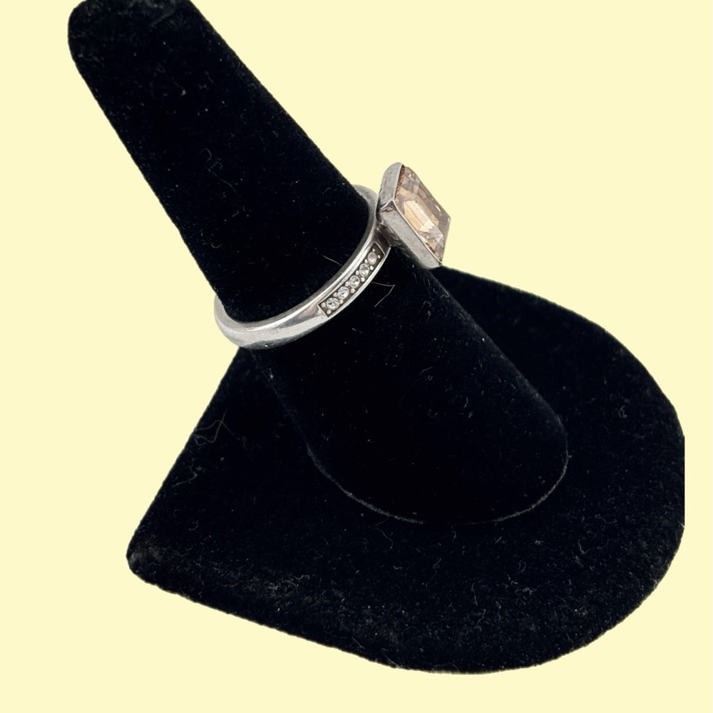 Brighton wonder ring with yellowish stone and side crystals stackable Size 7 - Picture 3 of 8